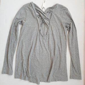 WILT Women's Long Sleeve Criss Cross Grey Top